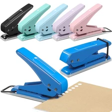 6 Pack Single Hole Puncher, 1/4 Heavy Duty, 15 Sheet Capacity, Metal