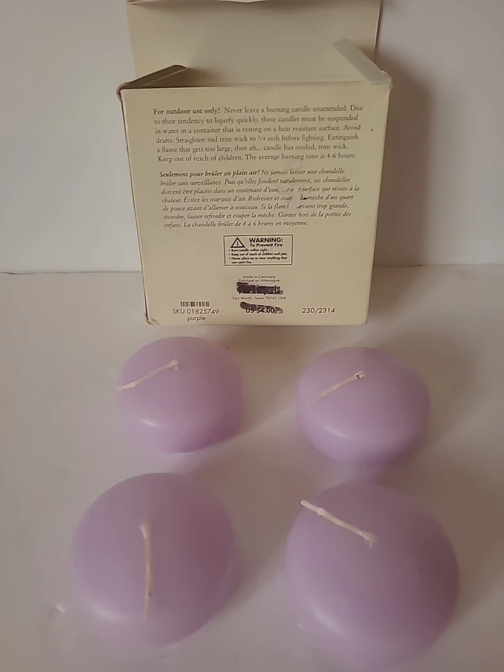 Pier I Imports Box Of 4 Floating Citronella Candles Purple - Image 4 of 4