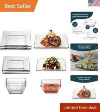 Lead-Free and Dishwasher Safe 12-Piece Glass Dinnerware Set - Perfect for 4