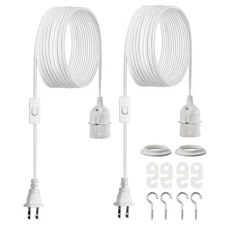 Uimoso Plug-In Hanging Light Cord Kit, 16 ft, 2-Pack, E26 Socket for Lamps