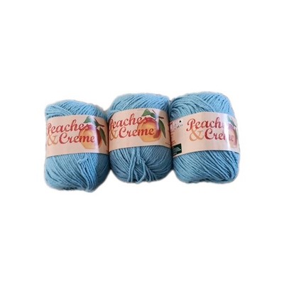 Lot Of Three Peaches And Cream Soft Blue Crochet Yarn Number 4 Worsted 2.5 Oz...