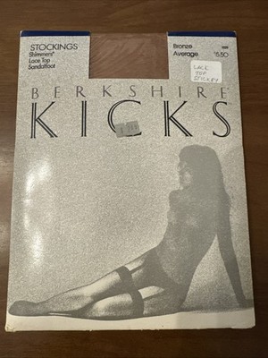 Rare Vintage Berkshire Kicks Ultra Sheer Stockings SZ Average , Bronze Shimmer