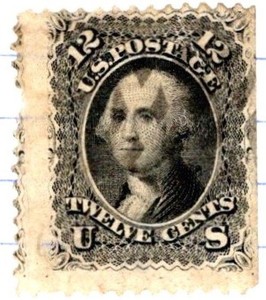 USA 1861 George Washington 12 Cent Postage Stamp Black Used Sc 69 SA 499