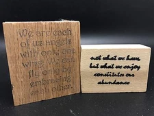 Lot of 2 Quote Rubber Stamps, "We Are Each of Us Angels", Mounted (RF605-51)