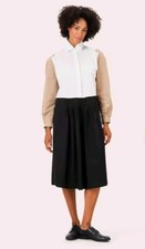 Masai Womens Colorblock Dress Size S Oversized Classic Pleated Modest Preppy