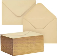 100 Pack A6 Kraft Paper Envelopes 4X6 Inch, V-Flap Envelope - Ideal for Invitati