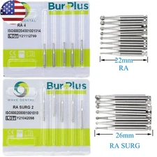 WAVE Dental RA #4 6 Burs Carbide Round SL Latch Surgical Length 22mm 26mm Burr