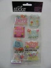 Sticko Dimensional Stickers EASTER Egg Hunt Sunday Spring PUFFY NIP