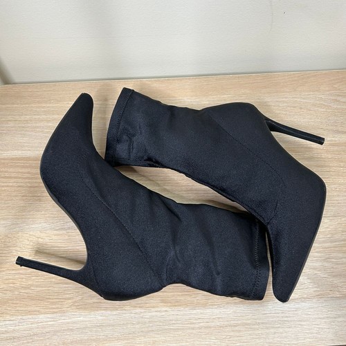Forever 21 Stiletto Sock Boots Womens Size 8 Black Pointed Toe Witchy Whimsigoth - Picture 7 of 13