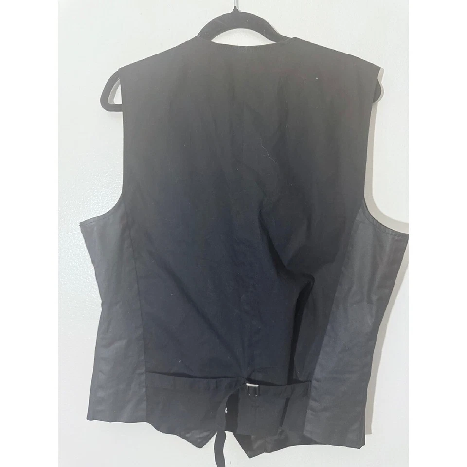 Guess Faux Leather Vest Moto Biker Style Full Zip Pockets Black XL - Image 4 of 4