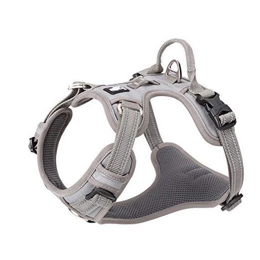 Dog Harness No Pull Nylon Reflective Pet Harness Adjustable Comfortable L Gray