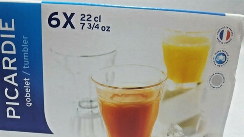 Duralex 1026A B06 Picardie Gobelet Tumbler 22 CL 7 3/4 OZ Set of 6 France New - Picture 2 of 6