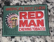 Red Man Chewing Tobacco Vintage Style Retro Green Iron Sew One Patch Cap Hat