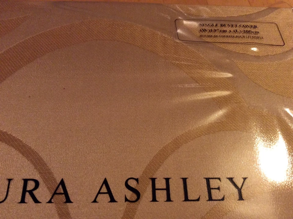 Nueva funda nórdica individual dorada Laura Ashley mezcla de algodón nueva en paquete - diseño de remolino dorado Foto 2 de 4