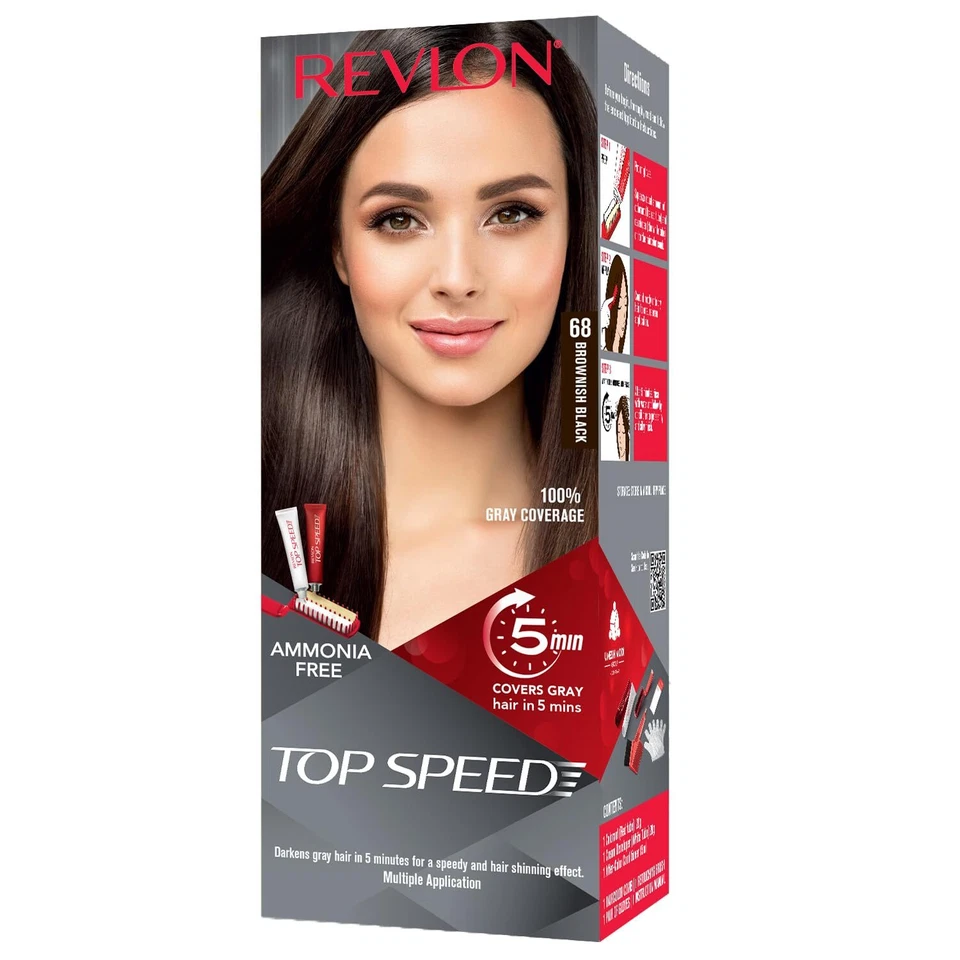 Revlon Top Speed Haarfarbe Bräunlich Schwarz 68, 100ml - Bild 2 von 4