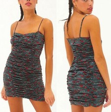 Womens Iris Satin Ruched Mini Dress XS Dance Dress Party Sexy Fit Urban Outfitte