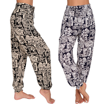 Hose Harem Aladin Ali Baba Leichte Pumphose Plude Sommer Elefant Blätter Strand