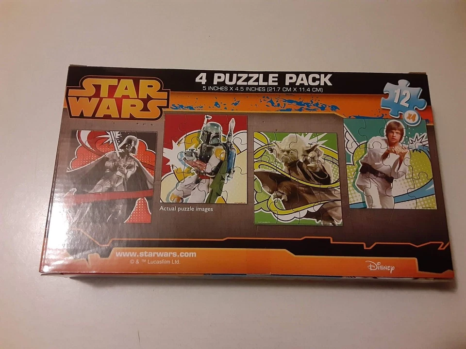Cardinal Disney Star Wars 12 Piece 4 Puzzles Pack Vader/Yoda/Boba Fett/Luke - Image 2 of 2