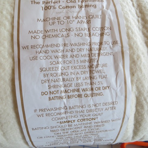 By The Yard ~ Simply Cotton Batting 45" Wide, $3.99 Ships ANY Amount Of Fabric! - Picture 2 of 6