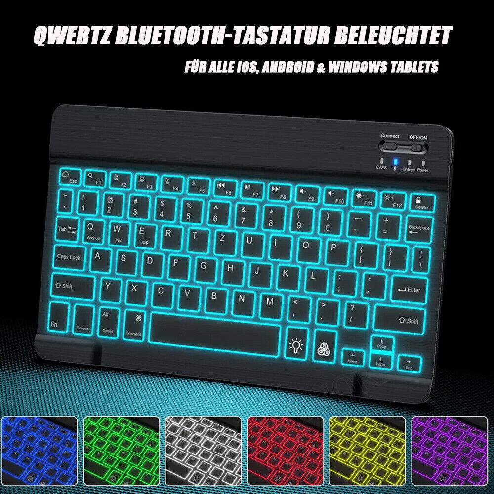 QWERTZ Tastatur Funk Maus Kabellos Keyboard Bluetooth Für PC iPad Layout Deutsch