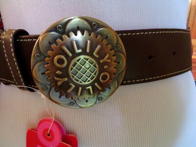 Vintage OILILY Floral Leather Belt Leather Cut Out Flowers  display picture 1