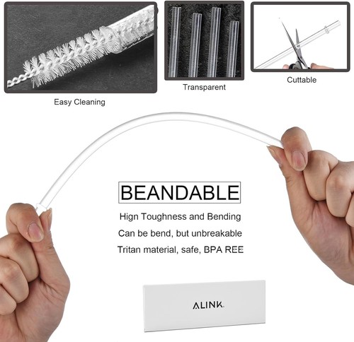 12 Pack Reusable Hard Plastic Clear Straws 10.5 Inch Tumbler Straws Wit - Picture 2 of 6