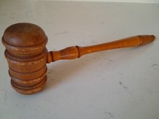 Vintage Maple Wooden Gavel Wood Judge Auctioneer Mallet 10'' Meeting Hammer