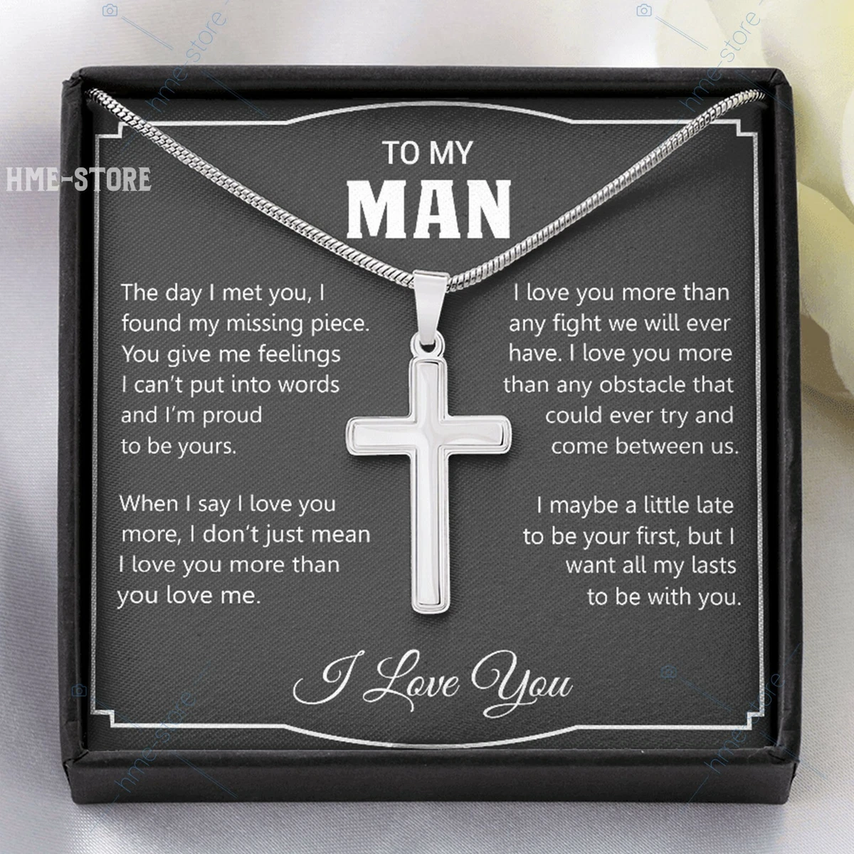 To My Man Christian Cross Necklace Jewelry Gifts for Husband