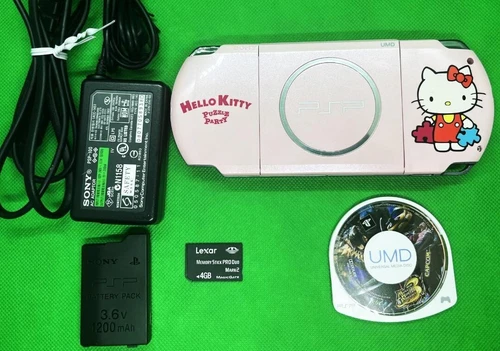 PSP 3000 Sony Blossom Pink Hello Kitty Shell Custom PlayStation Japan Tested