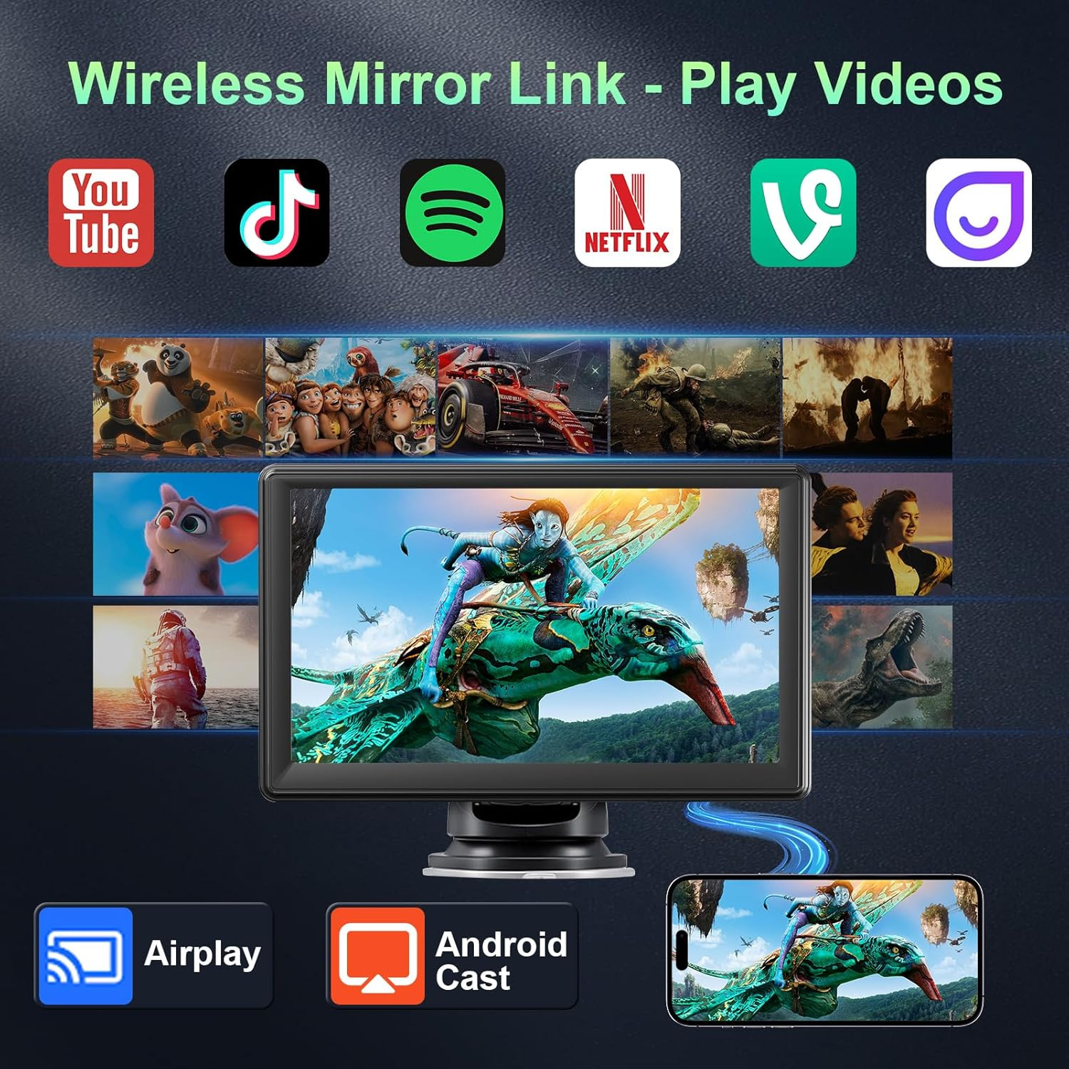 Display Auto Carplay Wireless - Apple Carplay e Android Auto Portatile - 4