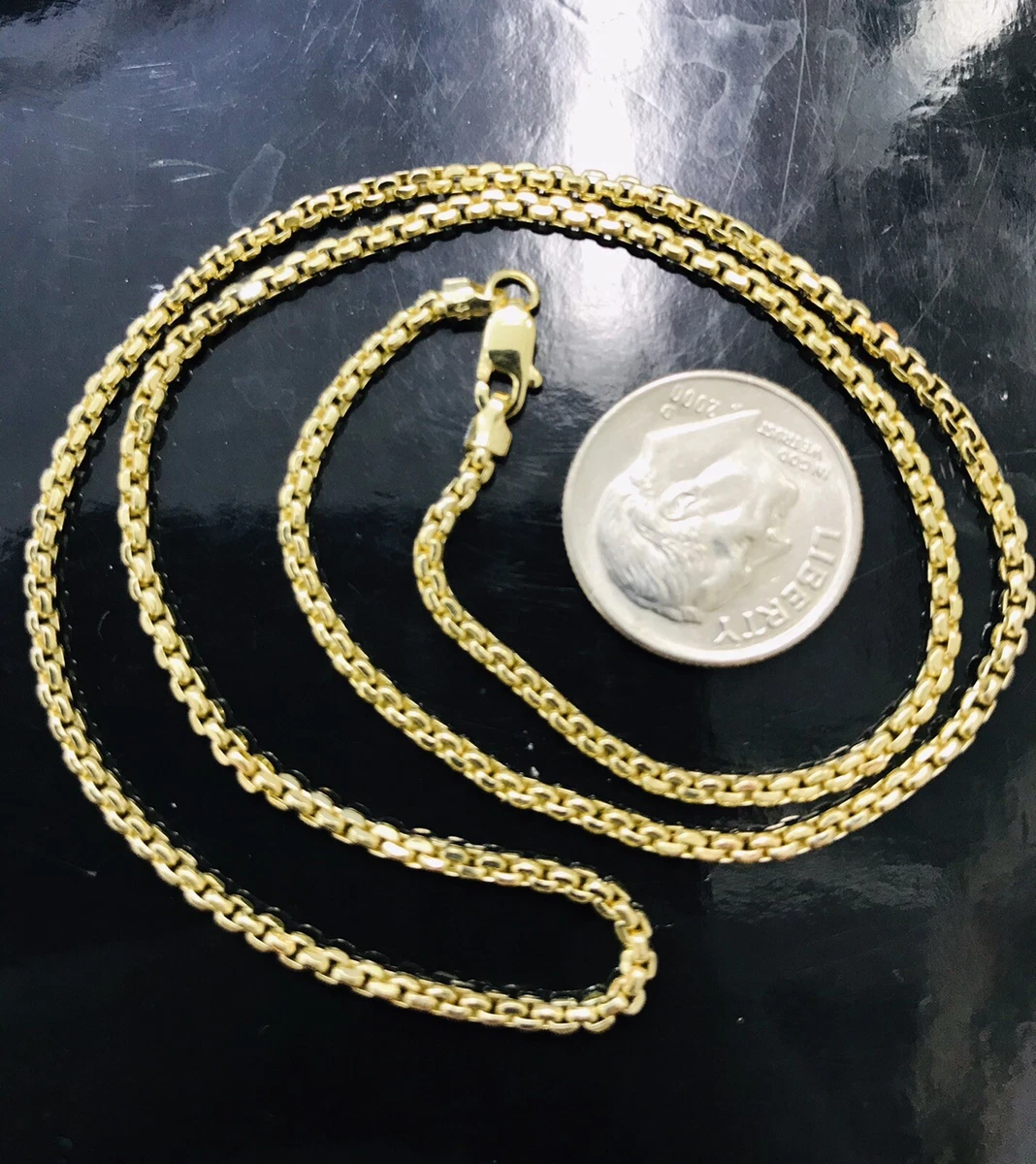Real 14K Yellow gold Round box Necklace 24 inch 5.10 gram lobster lock 1.6mm