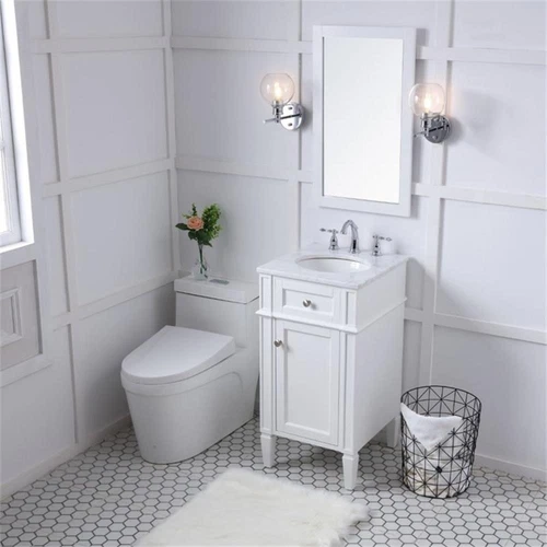 Elegant Decor Park Avenue 18" Single Marble Top Bathroom Vanity in White - Picture 16 of 18