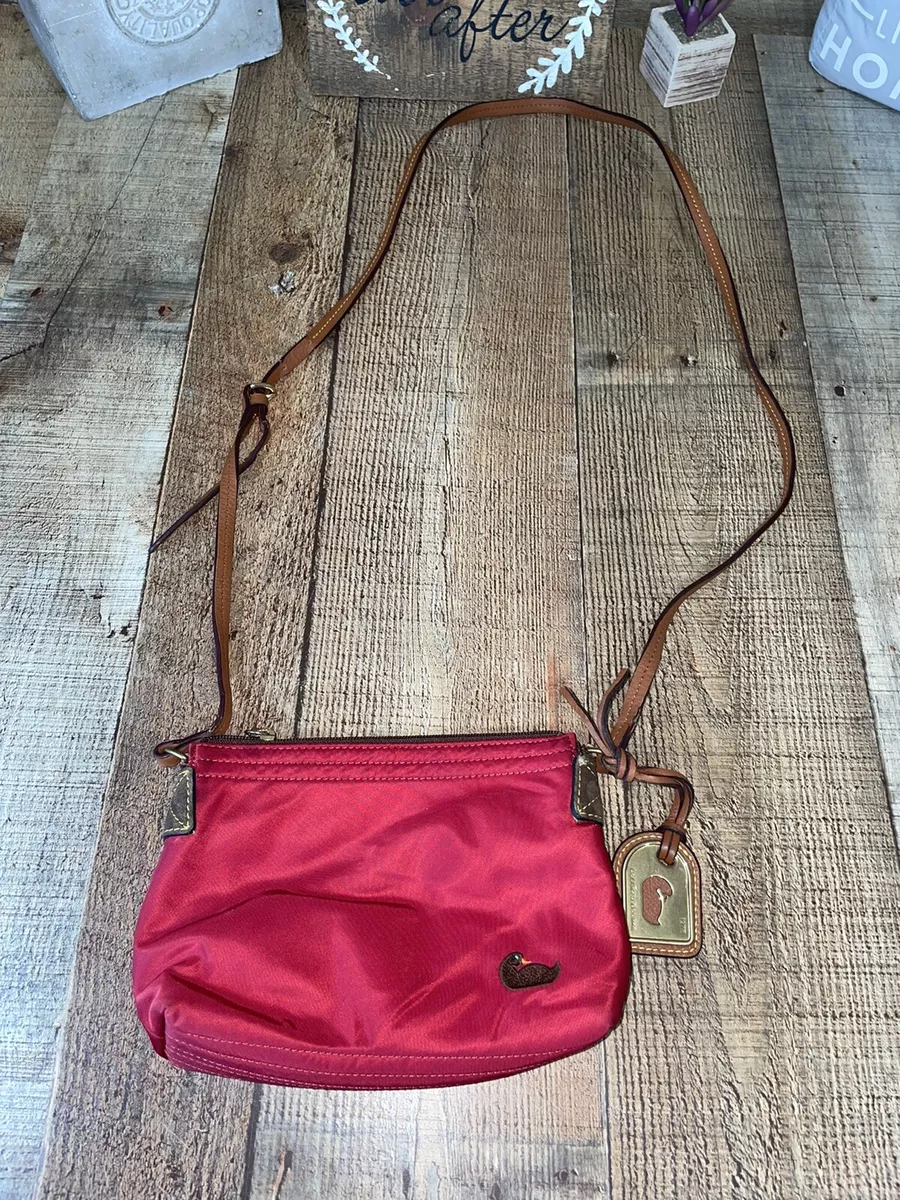 Dooney & Bourke Red Nylon and Leather Crossbody Purse Bag with