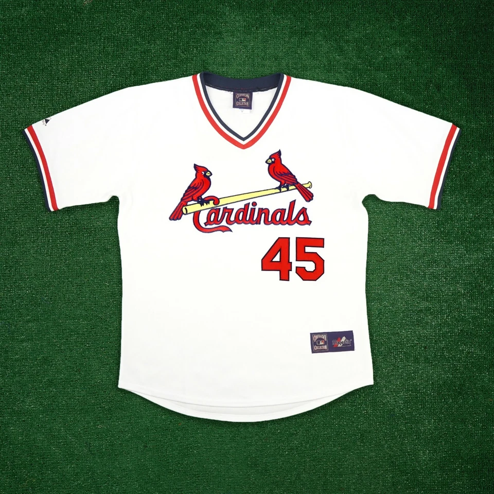 Bob Gibson signed 1980's St. Louis Cardinals Cooperstown Home White Jersey JSA - Image 2 of 4