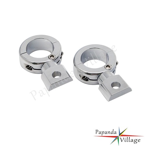 Universak CNC Chrome Headlight Spotlight Fog Light Bracket For 1-1/4" Bars Tubes - Picture 5 of 7