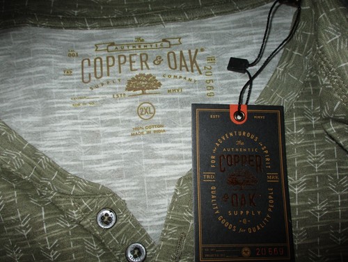 COPPER & OAK Green Short Sleeve Henley Shirt Size 2XL NWT - Picture 6 of 6
