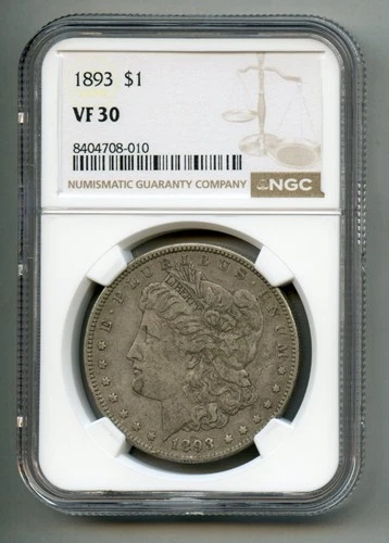 1893 Morgan Silver Dollar NGC VF 30