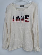 New Stars Stripes US Flag Patriotic Sweater Crew Neck Sz M By Marled