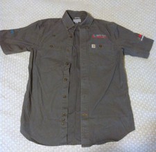 Carhartt Distressed Work Shirt S Gray Utility Button Up Gritcore Tradeswear
