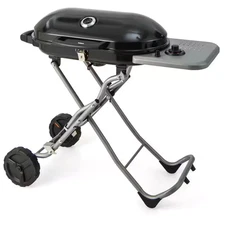 Portable in Black Propane Grill Folding Gas Grill Griddle with Wheels and Side S