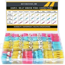 320PCS Heat Shrink Wire Connectors Kit Waterproof Spade Crimp Butt Terminals set