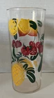 Vintage Federal Clear Glass 6 1/4" Tall Tumbler Glasses Colorful Fruit Barware