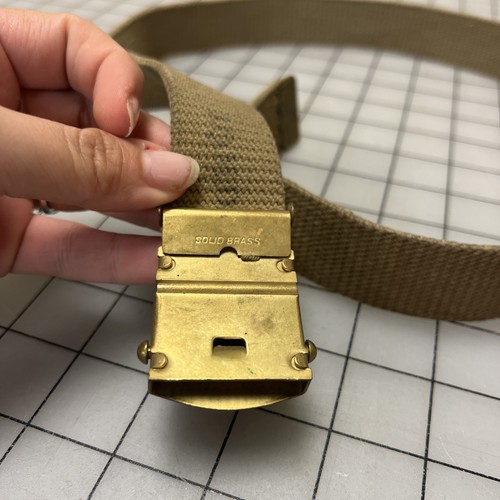 Cinturón de cintura de oficial del ejército de Estados Unidos original de la Segunda Guerra Mundial con hebilla de latón macizo. - Imagen 3 de 6