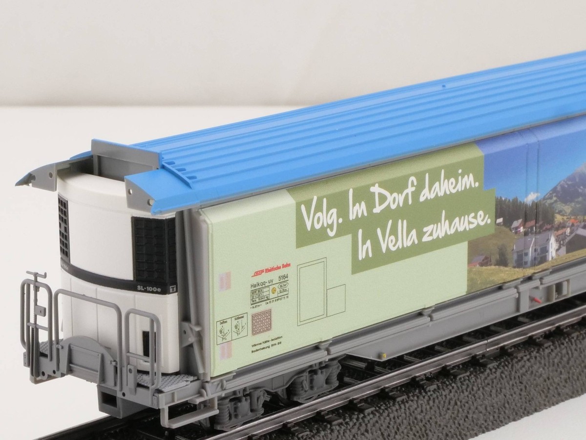 BEMO RhB Schneeräumer 1:87 Bemo 2588 164 RhB Sliding Wall Car Vella Volg H0 AC Mint
