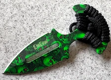 2.5” Fixed Blade Green Skulls Dagger style Corded Knife Sheath New in Box