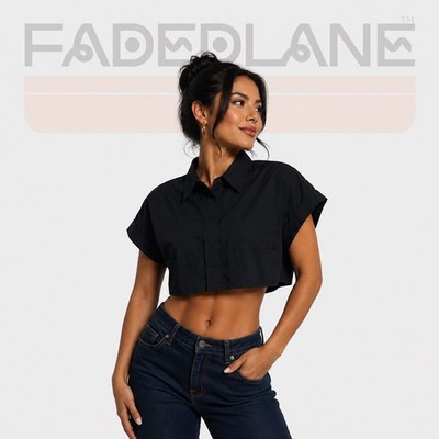Zara Black Cropped Top with Collar, Size Small