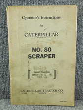 OEM Factory CAT Caterpillar no. 80 Scraper Operator's Instructions Manual 2D 5W