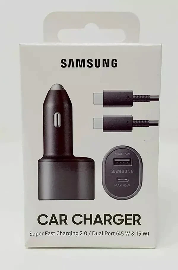 Original New Samsung 45W 2 Ports Super Fast Charging Dual Car Charger with Cable - product detail image 1