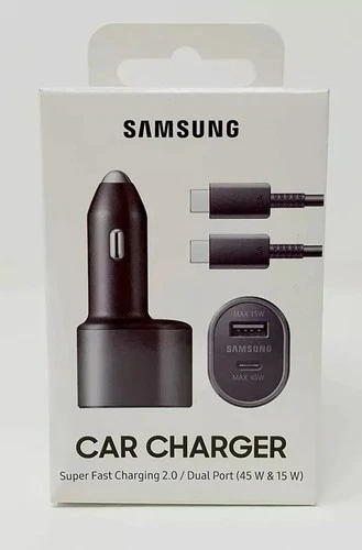 Original New Samsung 45W 2 Ports Super Fast Charging Dual Car Charger with Cable - product listing photo