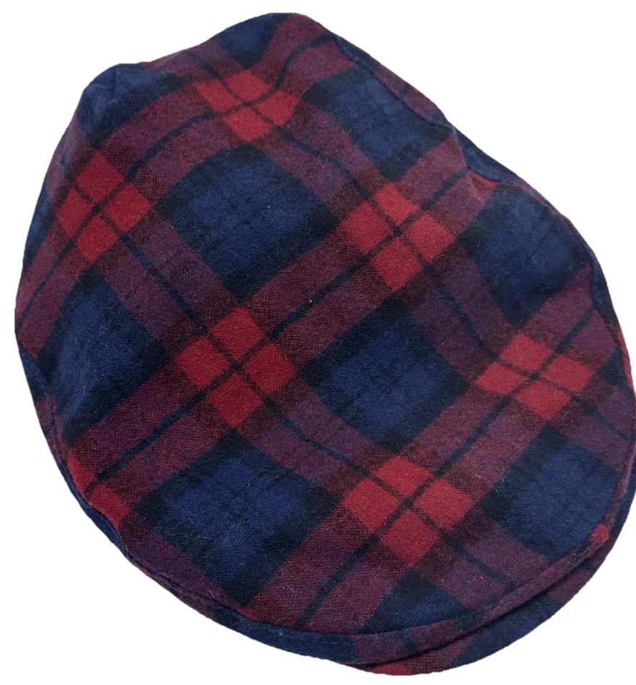 Boné plano vintage pendleton lã virgem xadrez vermelho masculino Newsboy Cabbie Derby GG - Imagem 3 de 4